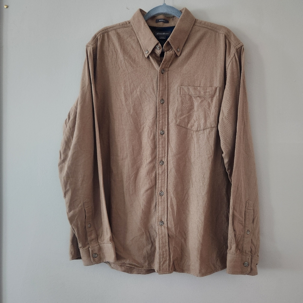 Eddie bauer relaxed fit button-up shirt longsleeve large cotton tee mens outdoor